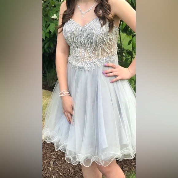Dave & Johnny Dresses & Skirts - Designer prom/ homecoming/cocktail dress silver
